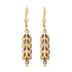 Multi-Tourmaline Leaf Dangle Earrings in 18K Vermeil YG Plated Sterling Silver 2.55 Ct