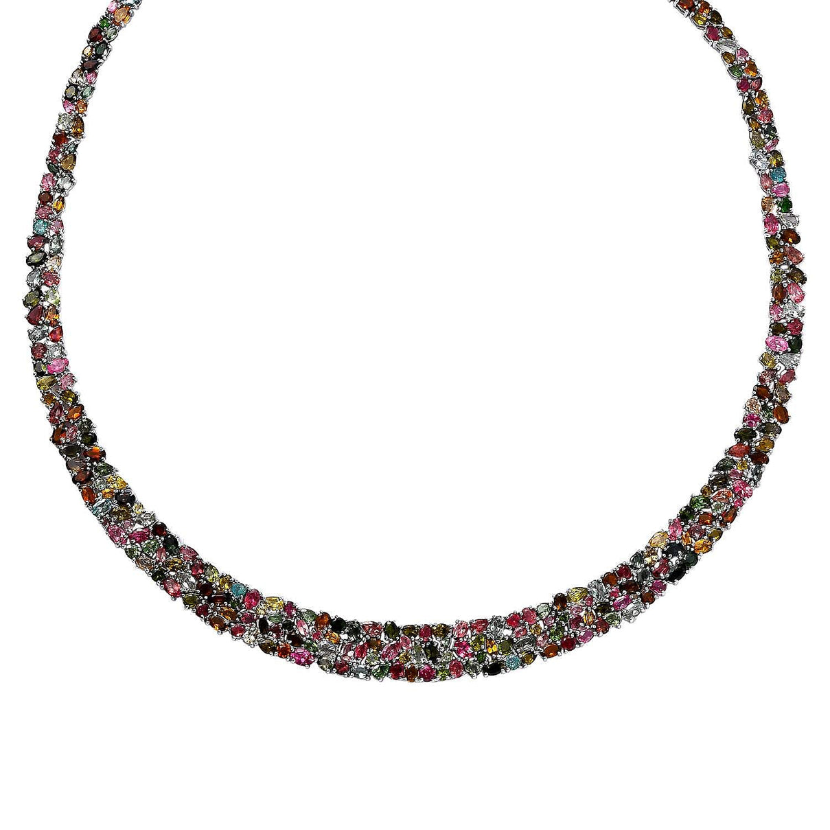 Tony's Find- Multi-Tourmaline Necklace (Size - 20) in Platinum Overlay Sterling Silver 50.00 Ct 7616368 0