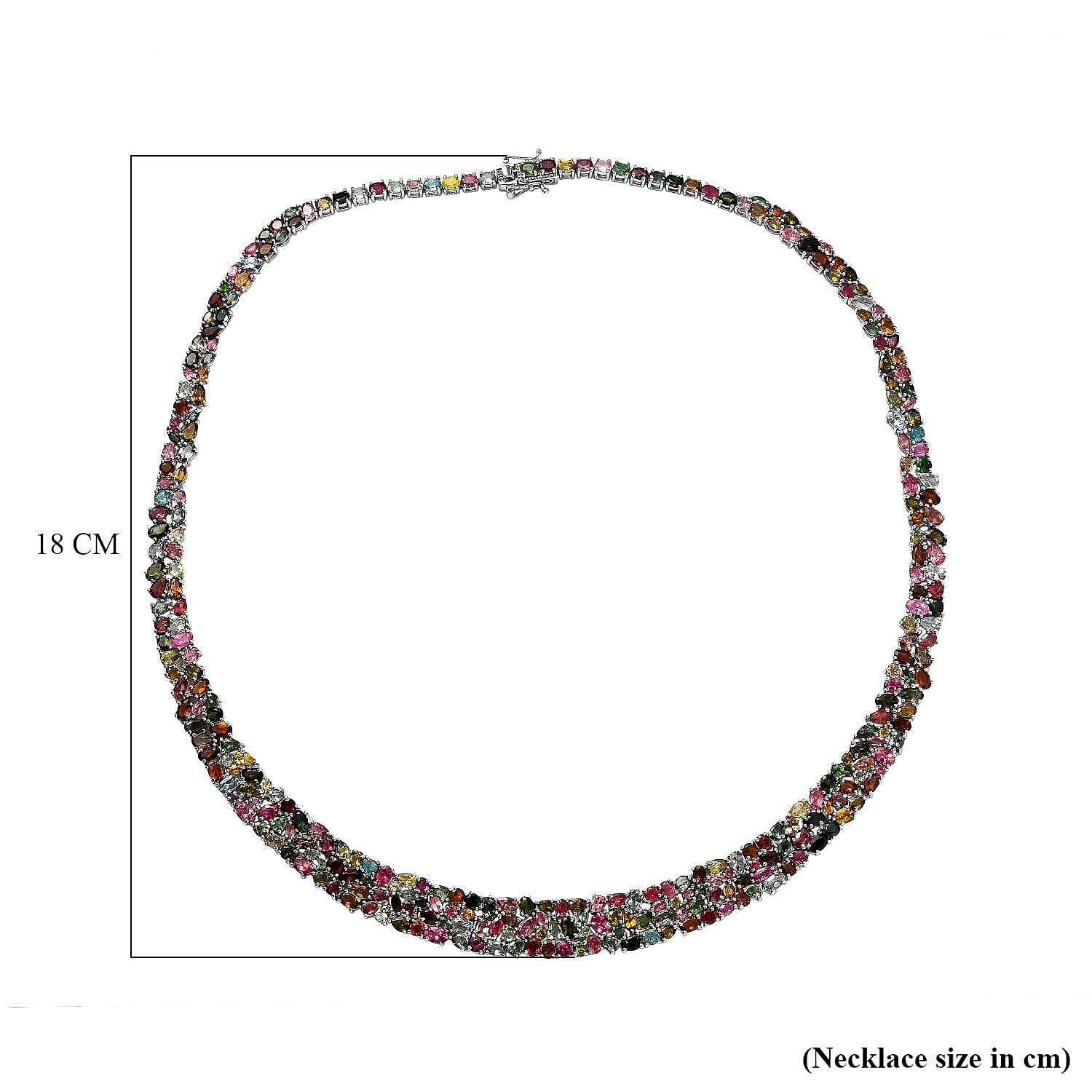 Tony's Find- Multi-Tourmaline Necklace (Size - 20) in Platinum Overlay Sterling Silver 50.00 Ct 7616368 4