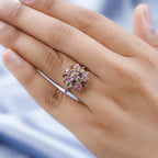 Multi-Tourmaline Cluster Ring in Platinum Overlay Sterling Silver 2.05 Ct.
