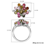 Multi-Tourmaline Cluster Ring in Platinum Overlay Sterling Silver 2.364 Ct.