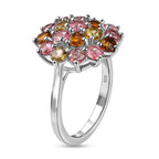 Multi-Tourmaline Cluster Ring in Platinum Overlay Sterling Silver 2.05 Ct.