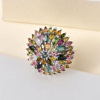 Multi-Tourmaline Cluster Ring in Platinum Overlay Sterling Silver 5.45 Ct, Silver Wt. 7.38 Gms
