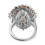 Multi-Tourmaline Cluster Ring in Platinum Overlay Sterling Silver 6.75 Ct, Silver Wt. 7.24 GM