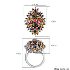 Multi-Tourmaline Cluster Ring in Platinum Overlay Sterling Silver 6.75 Ct, Silver Wt. 7.24 GM