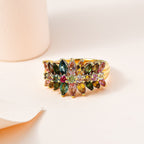 Multi-Tourmaline Cluster Ring in 18K Yellow Gold Vermeil Sterling Silver 2.18 Ct.