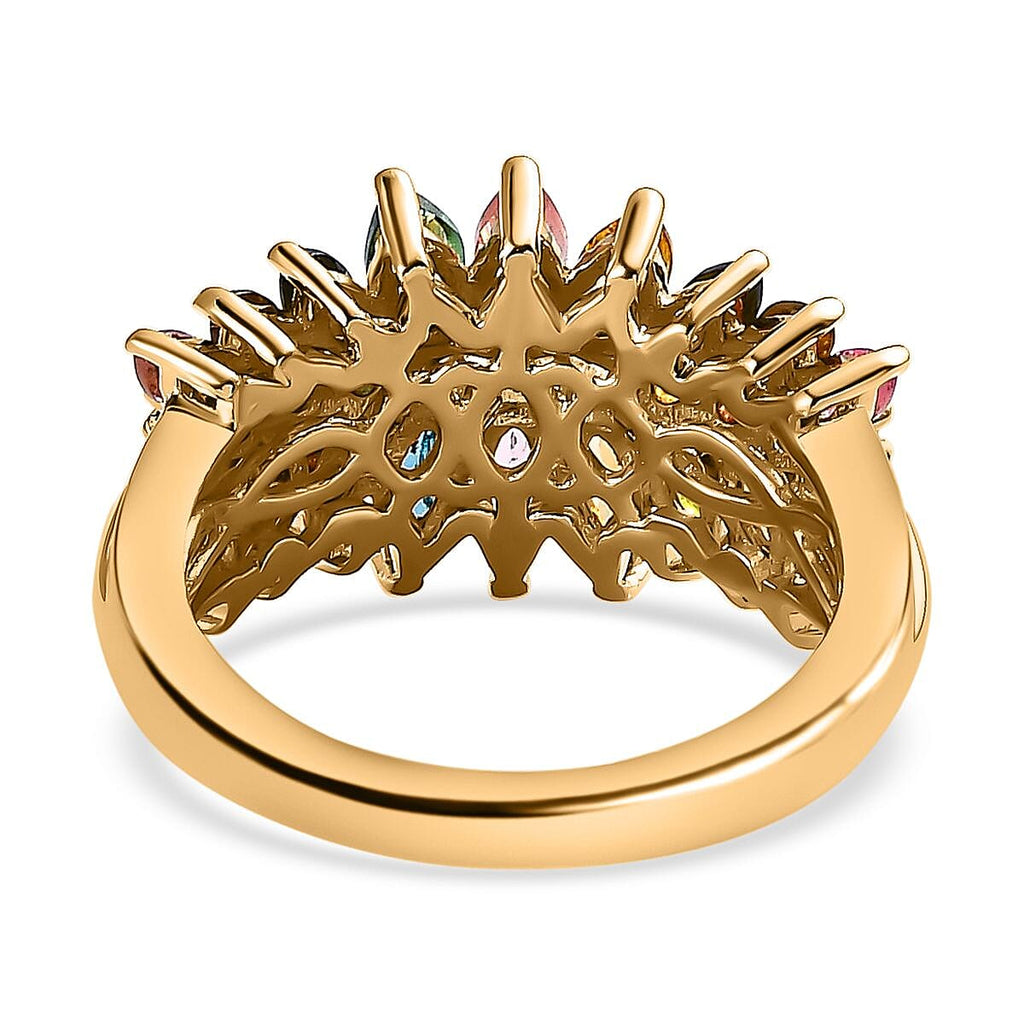 Multi-Tourmaline Cluster Ring in 18K Yellow Gold Vermeil Sterling Silver 2.18 Ct.