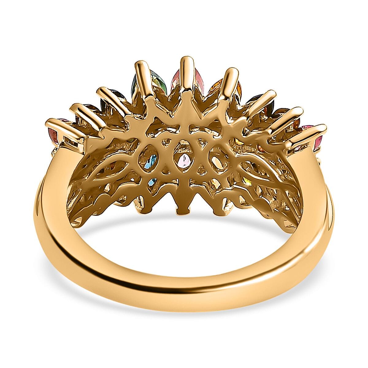 Multi-Tourmaline Cluster Ring in 18K Yellow Gold Vermeil Sterling Silver 2.18 Ct. 7564908 4