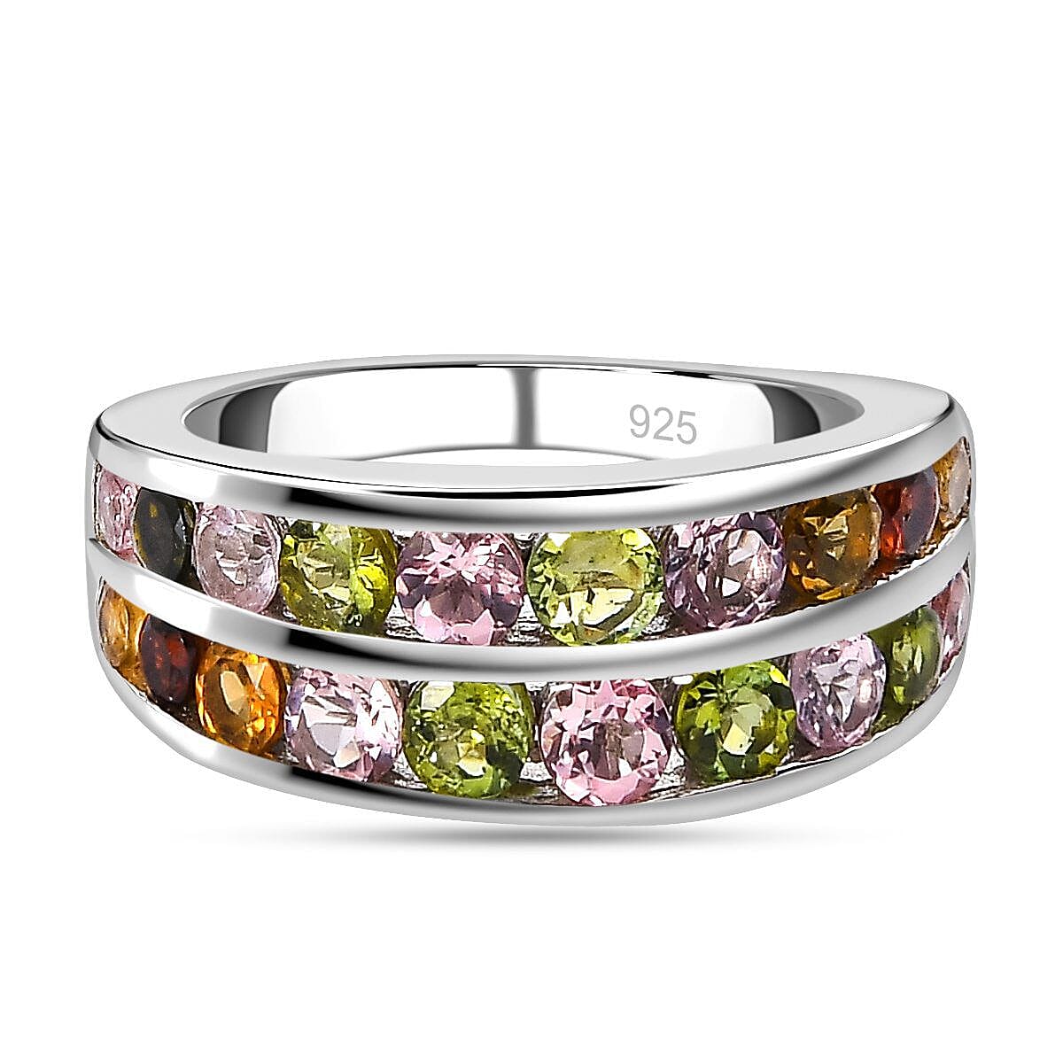 Multi-Tourmaline Half Eternity Ring in Vermeil Yellow Gold Plated Sterling Silver 1.776  Ct. 7225798 0
