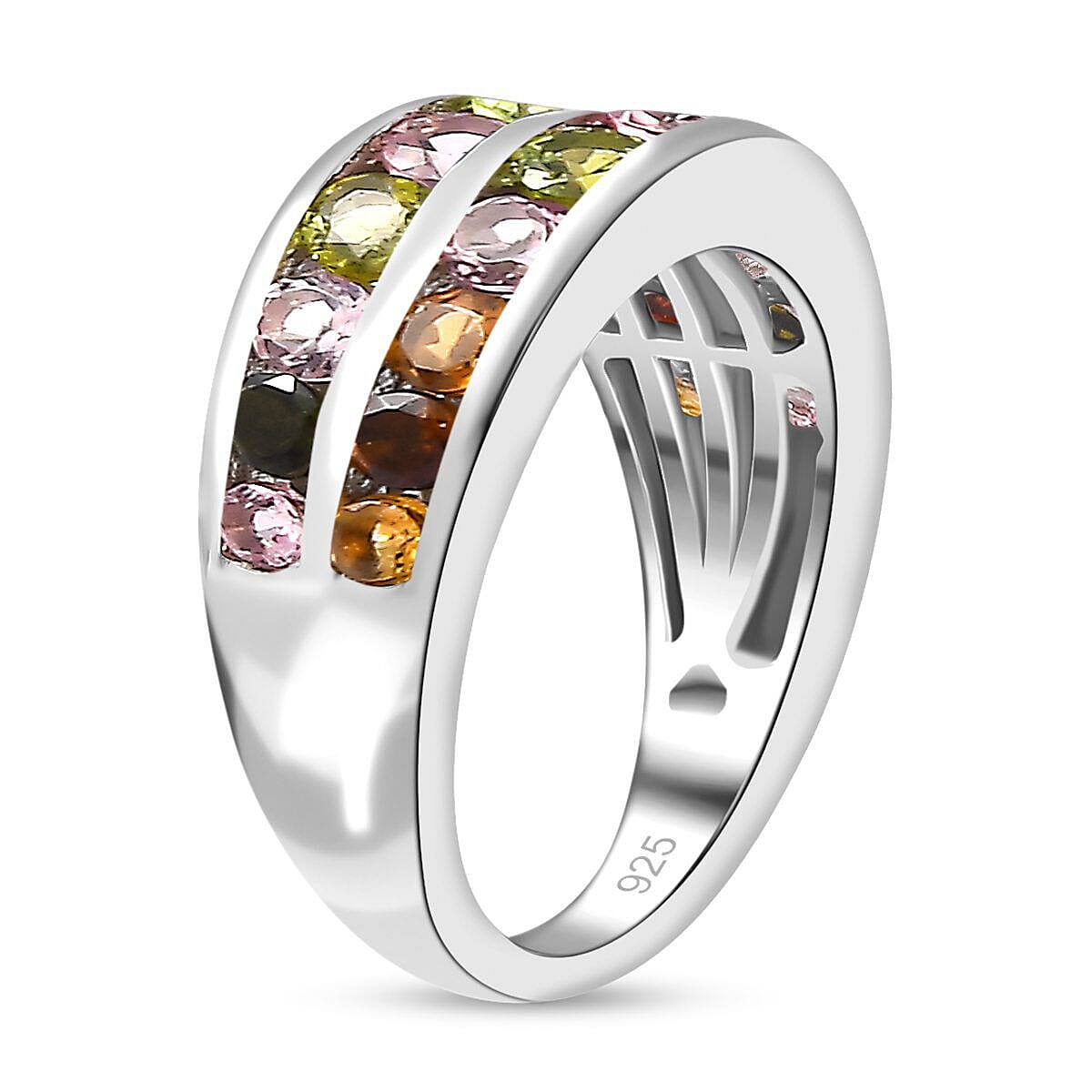 Multi-Tourmaline Half Eternity Ring in Vermeil Yellow Gold Plated Sterling Silver 1.776  Ct. 7225798 6