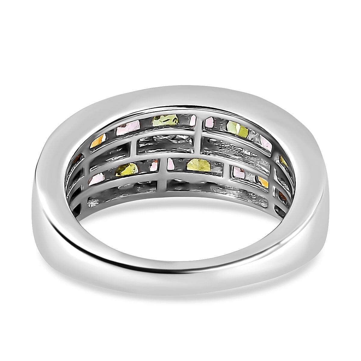 Multi-Tourmaline Half Eternity Ring in Vermeil Yellow Gold Plated Sterling Silver 1.776  Ct. 7225798 8