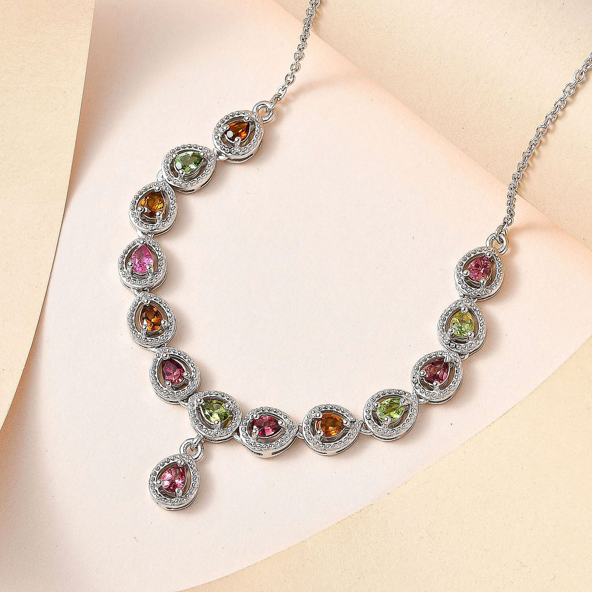 Multi-Tourmaline Necklace (Size - 20) in Sterling Silver 2.03 Ct, Silver Wt. 9.60 GM 7517655 2