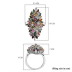 Multi-Tourmaline Cluster Ring in Platinum Overlay Sterling Silver 4.45 Ct, Silver Wt. 6.29 Gms