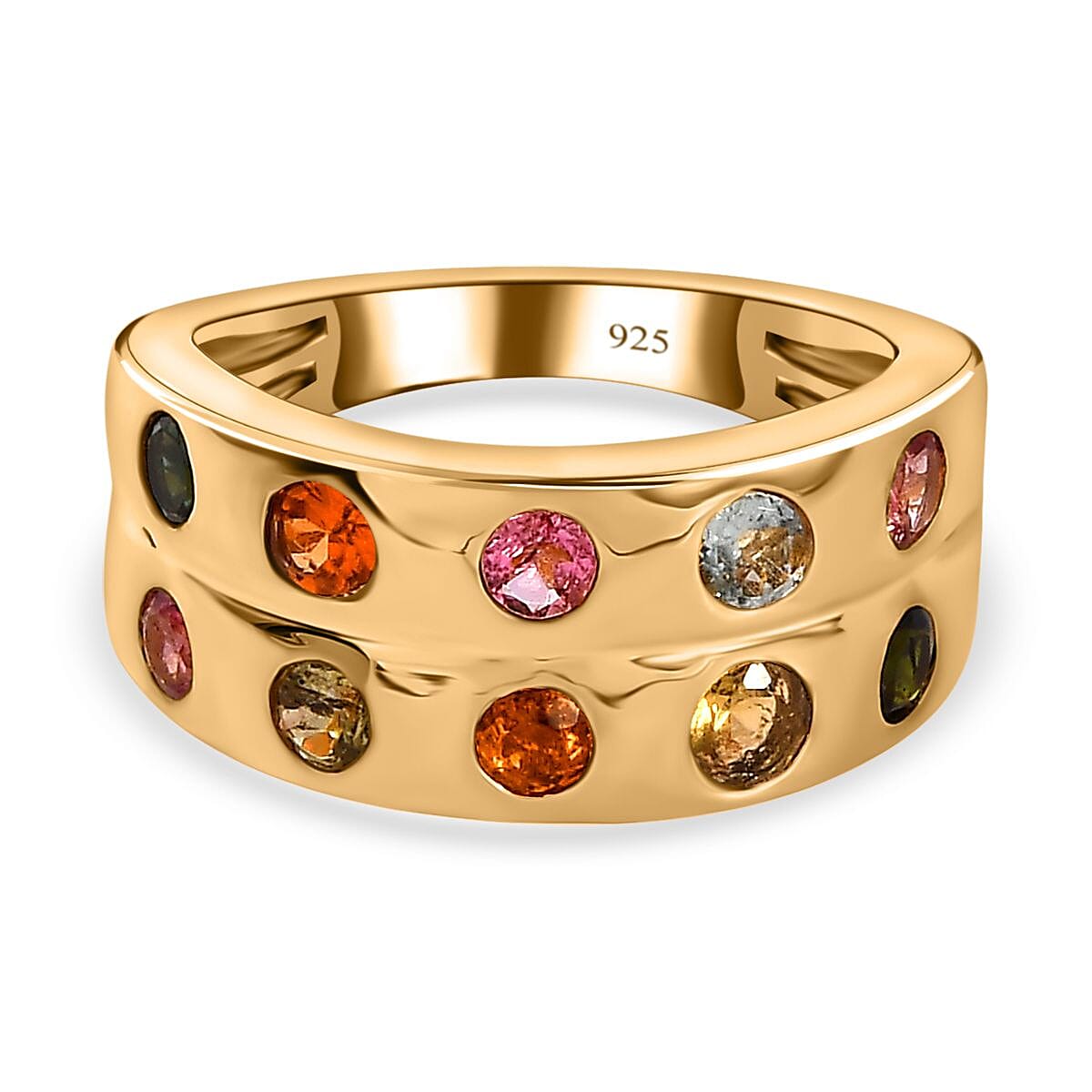 Multi-Tourmaline Engagement Ring in 18K Vermeil Yellow Gold Plated Sterling Silver 1.20 Ct 7616497 0