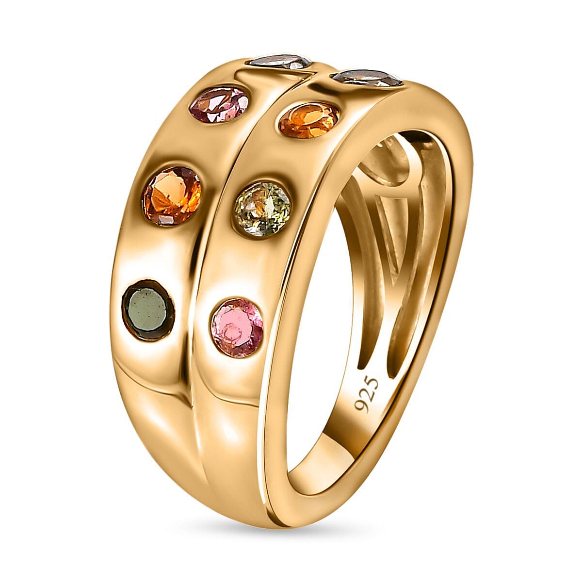 Multi-Tourmaline Engagement Ring in 18K Vermeil Yellow Gold Plated Sterling Silver 1.20 Ct 7616497 3