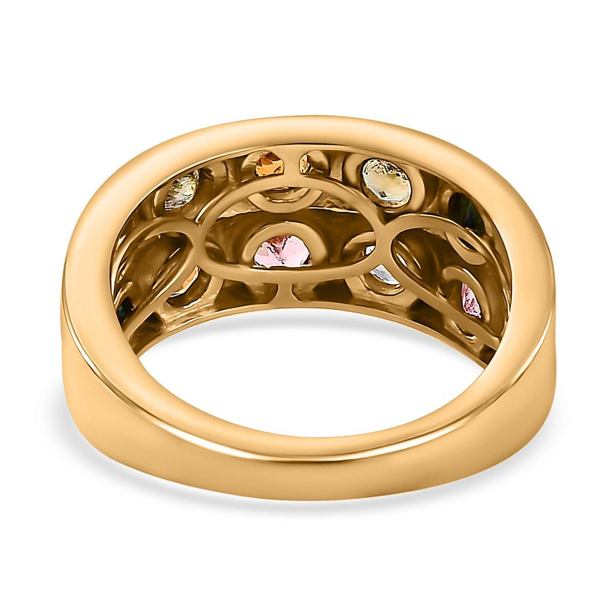 Multi-Tourmaline Engagement Ring in 18K Vermeil Yellow Gold Plated Sterling Silver 1.20 Ct 7616497 4