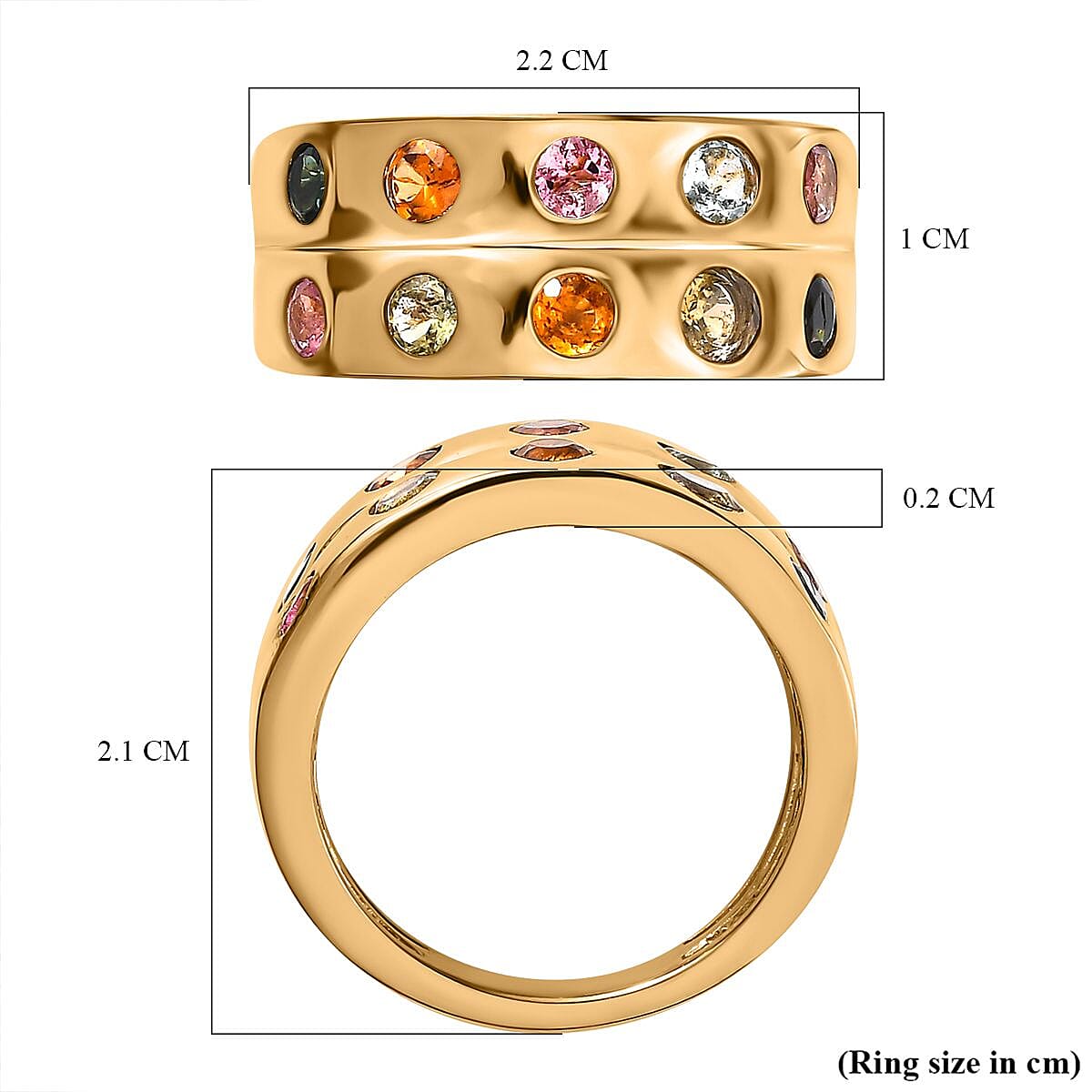 Multi-Tourmaline Engagement Ring in 18K Vermeil Yellow Gold Plated Sterling Silver 1.20 Ct 7616497 5