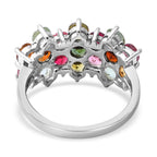 Multi-Tourmaline Floral Ring in Platinum Overlay Sterling Silver 2.50 Ct.