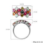 Multi-Tourmaline Floral Ring in Platinum Overlay Sterling Silver 2.50 Ct.