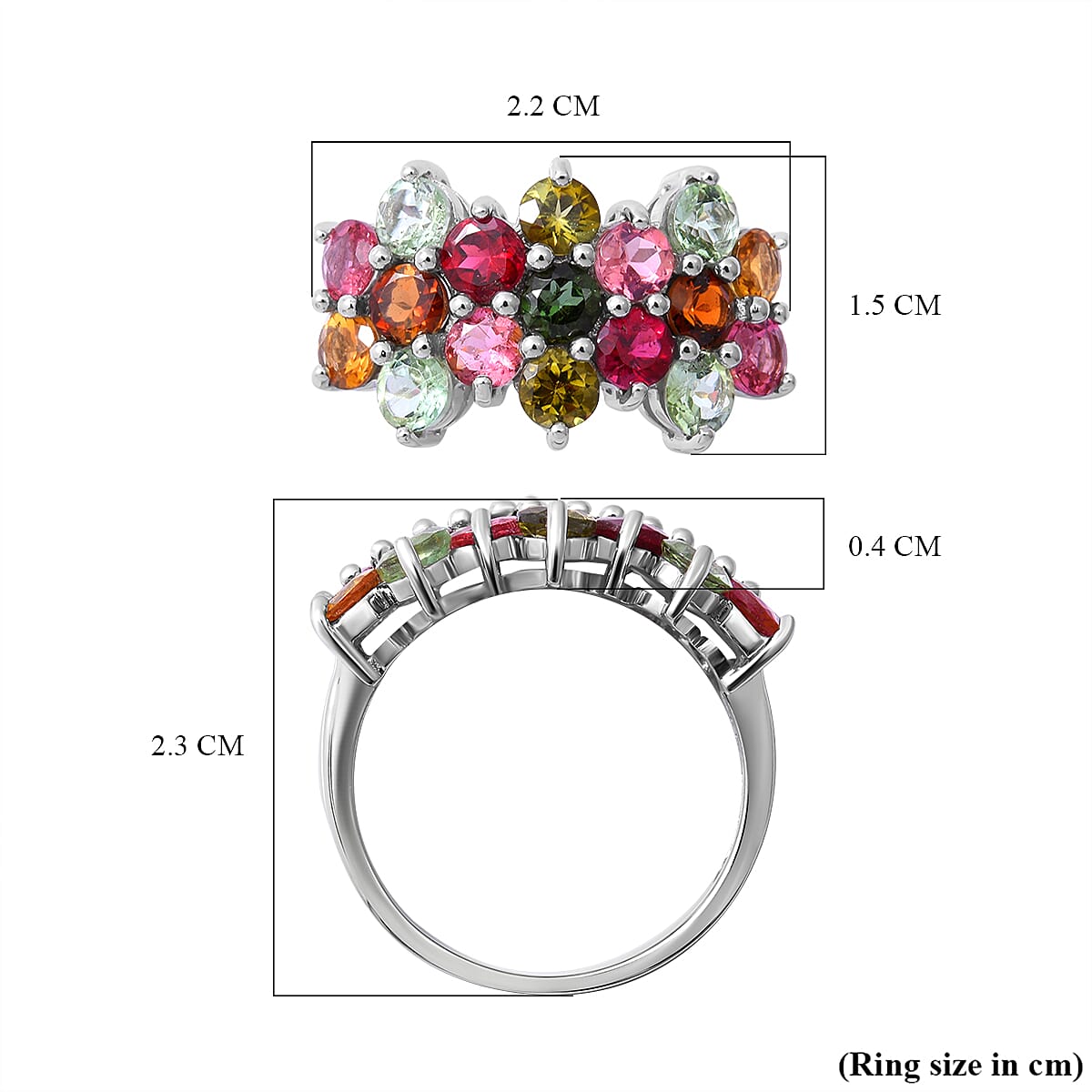 Multi-Tourmaline Floral Ring in Rhodium Overlay Sterling Silver 2.50 Ct. 7022222 4