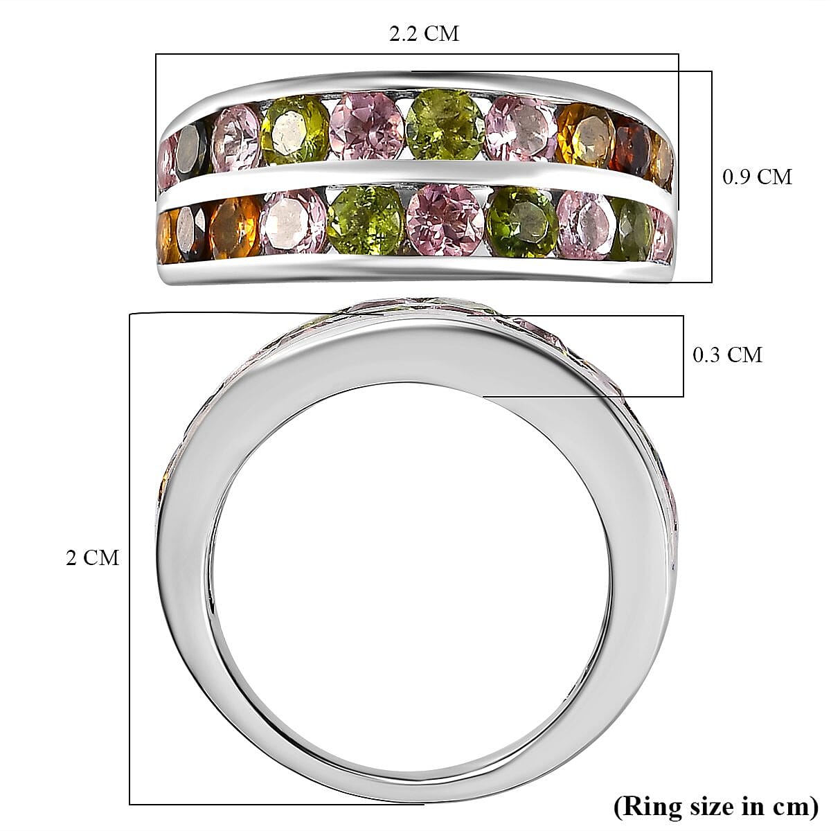 Multi-Tourmaline Half Eternity Ring in Vermeil Yellow Gold Plated Sterling Silver 1.776  Ct. 7225798 11