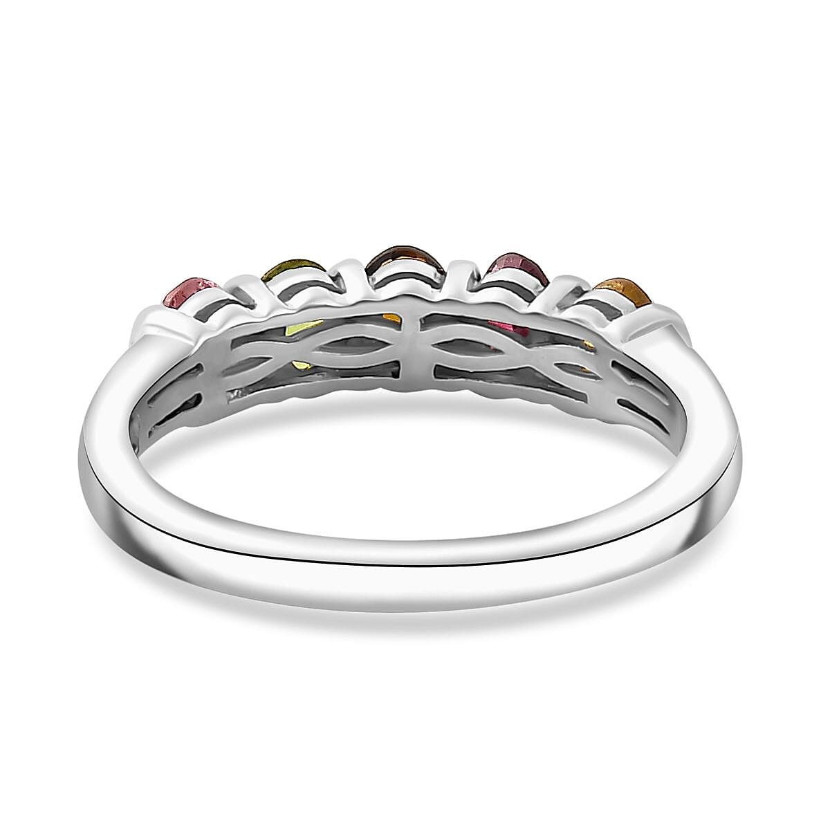 Multi-Tourmaline 5-Stone Ring in Platinum Overlay Sterling Silver 7798977 4