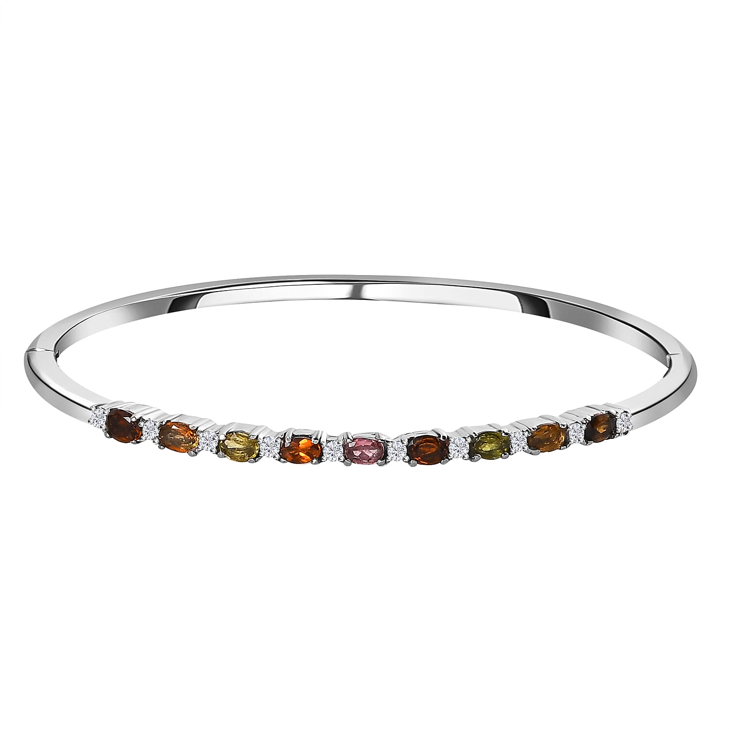 EverTrue Multi-Tourmaline &amp; Natural Zircon Bangle (Size - 7.5) 2.13 Ct. 7545109 0