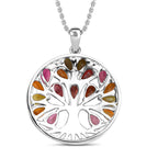 Multi-Tourmaline Tree of Life Pendant with Chain (Size 20) in Platinum Overlay Sterling Silver 3.49 Ct, Silver Wt. 5.27 Gms
