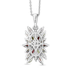D'Joy - Multi-Tourmaline Pendant with Chain (Size 20) in Rhodium Overlay Sterling Silver 1.66 Ct.
