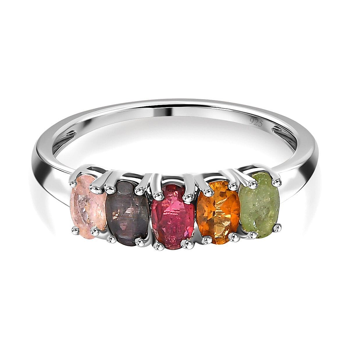 Multi-Tourmaline Ring in Platinum Overlay Sterling Silver 1.12 Ct. 7437920 0