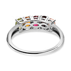 Multi-Tourmaline Ring in Platinum Overlay Sterling Silver 1.12 Ct.