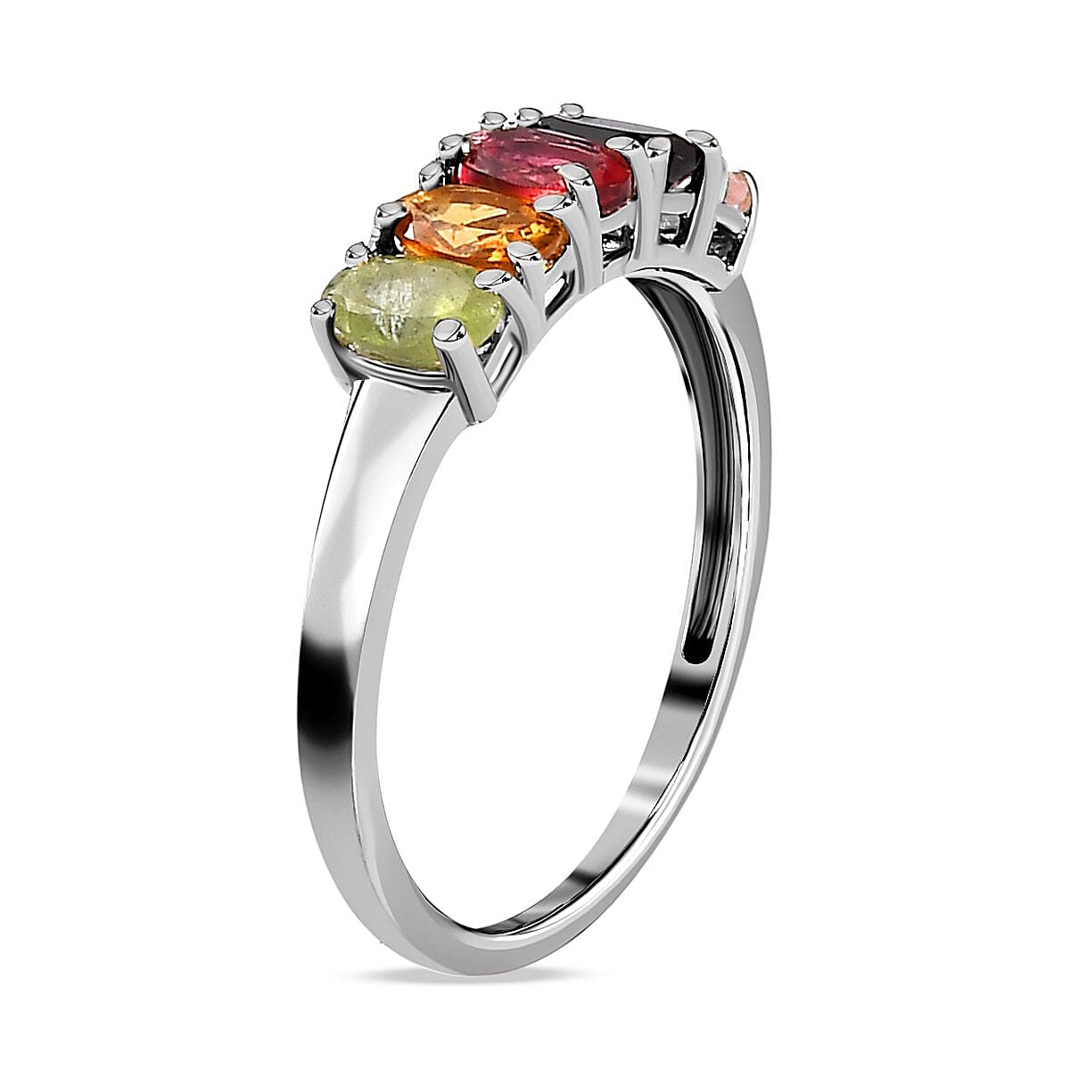 Multi-Tourmaline Ring in Platinum Overlay Sterling Silver 1.12 Ct. 7437920 7
