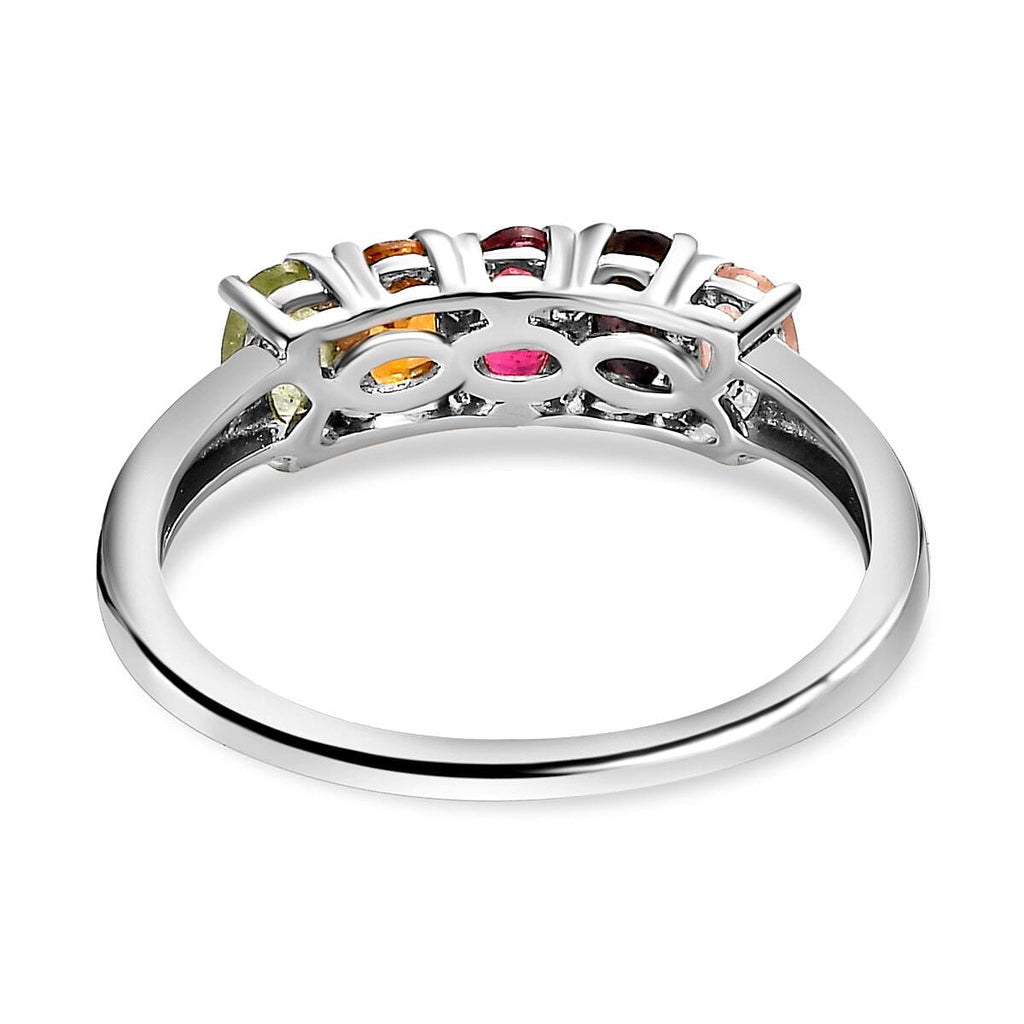 Multi-Tourmaline Ring in Platinum Overlay Sterling Silver 1.12 Ct.