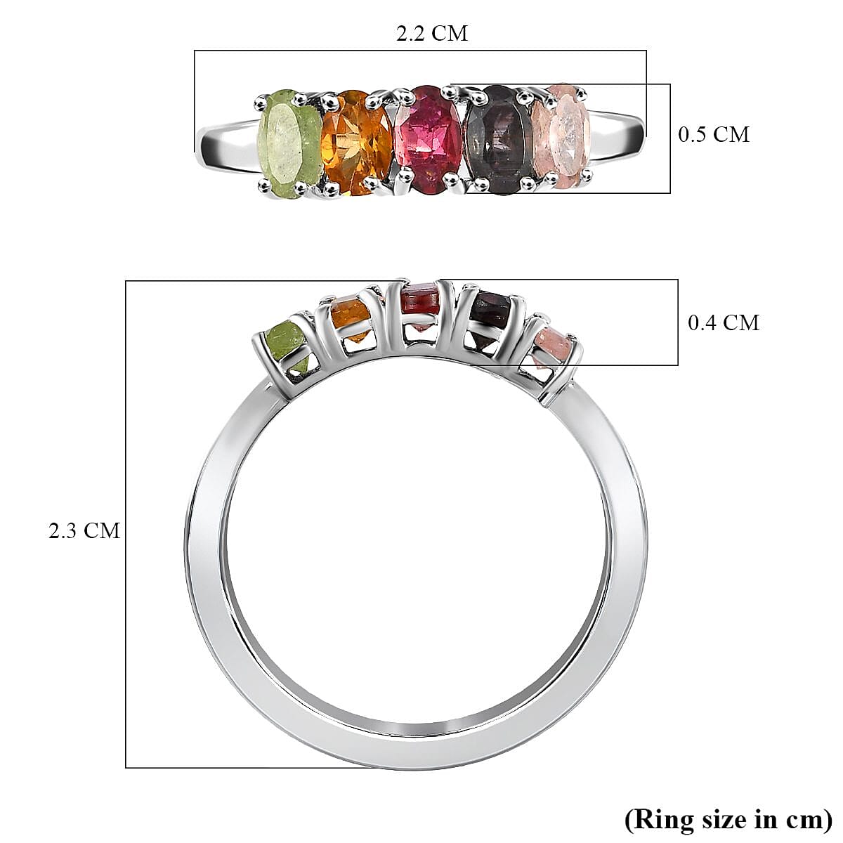 Multi-Tourmaline Ring in Platinum Overlay Sterling Silver 1.12 Ct. 7437920 11