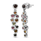Multi-Tourmaline Solitaire Push Back Stud Earring in Platinum Overlay Sterling Silver 2.06 Ct