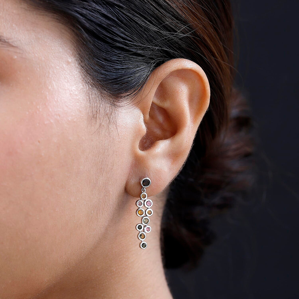 Multi-Tourmaline Bubble Drop Earrings in Platinum Overlay Sterling Silver 7647354 3