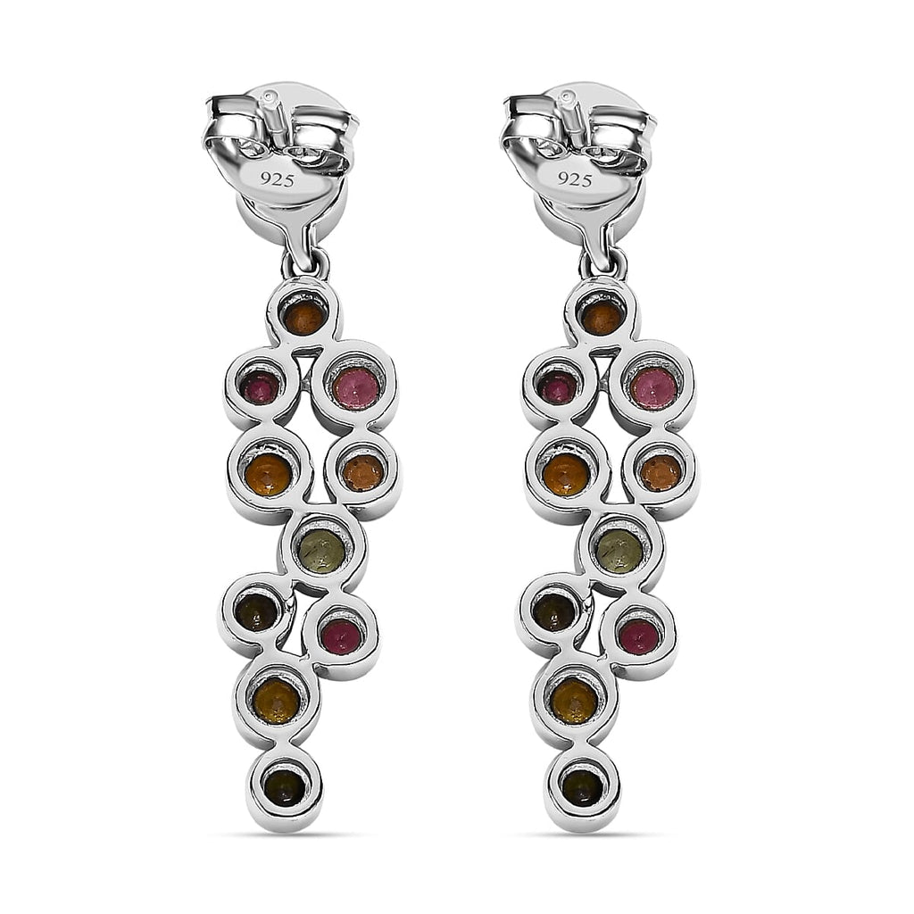 Multi-Tourmaline Solitaire Push Back Stud Earring in Platinum Overlay Sterling Silver 2.06 Ct