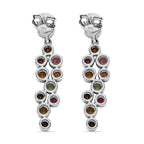 Multi-Tourmaline Solitaire Push Back Stud Earring in Platinum Overlay Sterling Silver 2.06 Ct