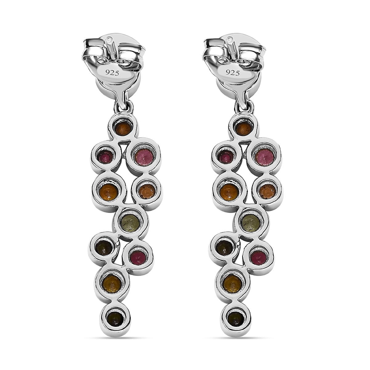 Multi-Tourmaline Bubble Drop Earrings in Platinum Overlay Sterling Silver 7647354 5