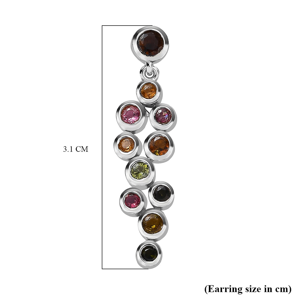 Multi-Tourmaline Bubble Drop Earrings in Platinum Overlay Sterling Silver 7647354 6