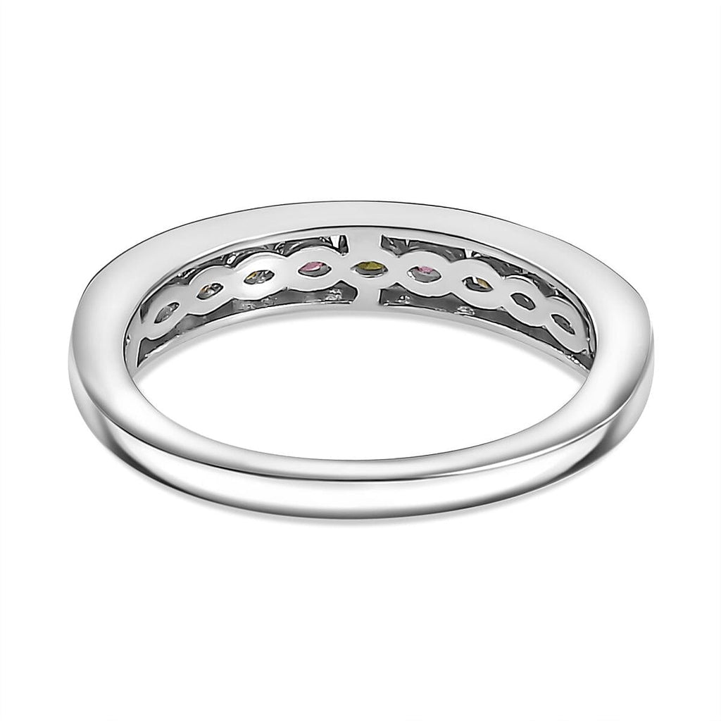 Multi-Tourmaline Stackable Ring in Platinum Overlay Sterling Silver