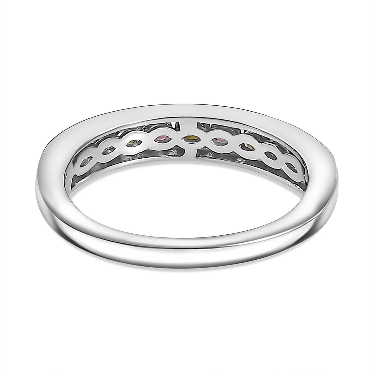 Multi-Tourmaline Stackable Half-Eternity Ring in Platinum Overlay Sterling Silver 7768262 5