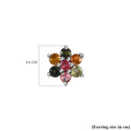 Multi-Tourmaline Stud Floral Earrings (with Push Back) in Platinum Overlay Sterling Silver