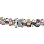 Multi-Tourmaline & Natural Zircon Bracelet (Size - 7) in Platinum Overlay Sterling Silver 19.40 Ct, Silver Wt 19.55 Gms