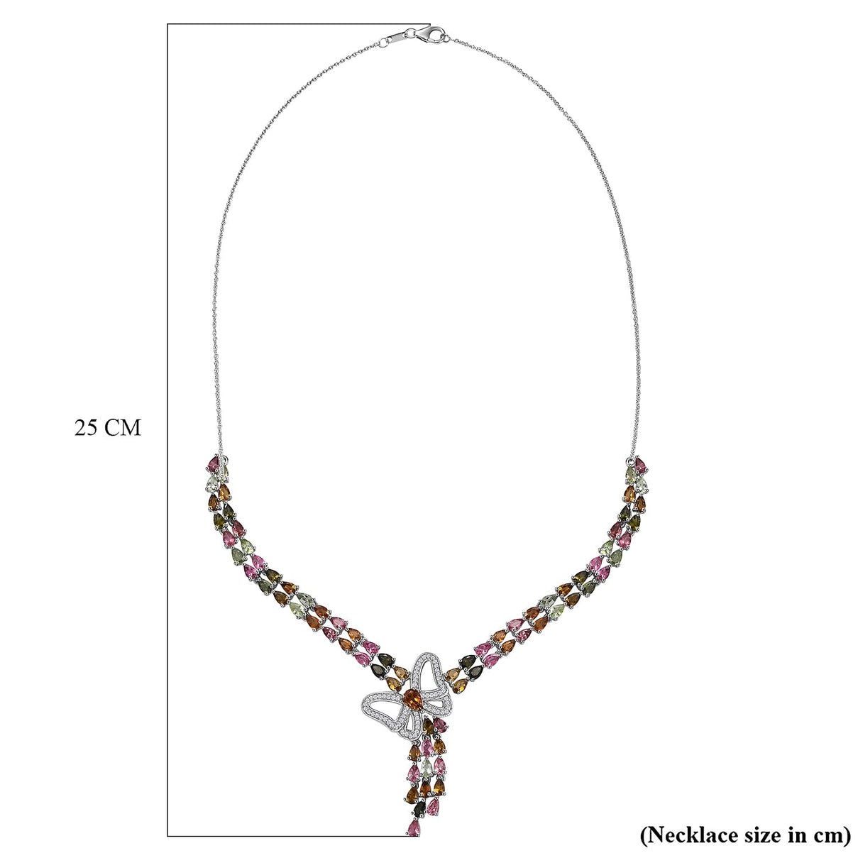 Multi-Tourmaline and Zircon Cluster Necklace (Size - 20) in Rhodium Overlay Sterling Silver 18.00 ct. 7844499 6