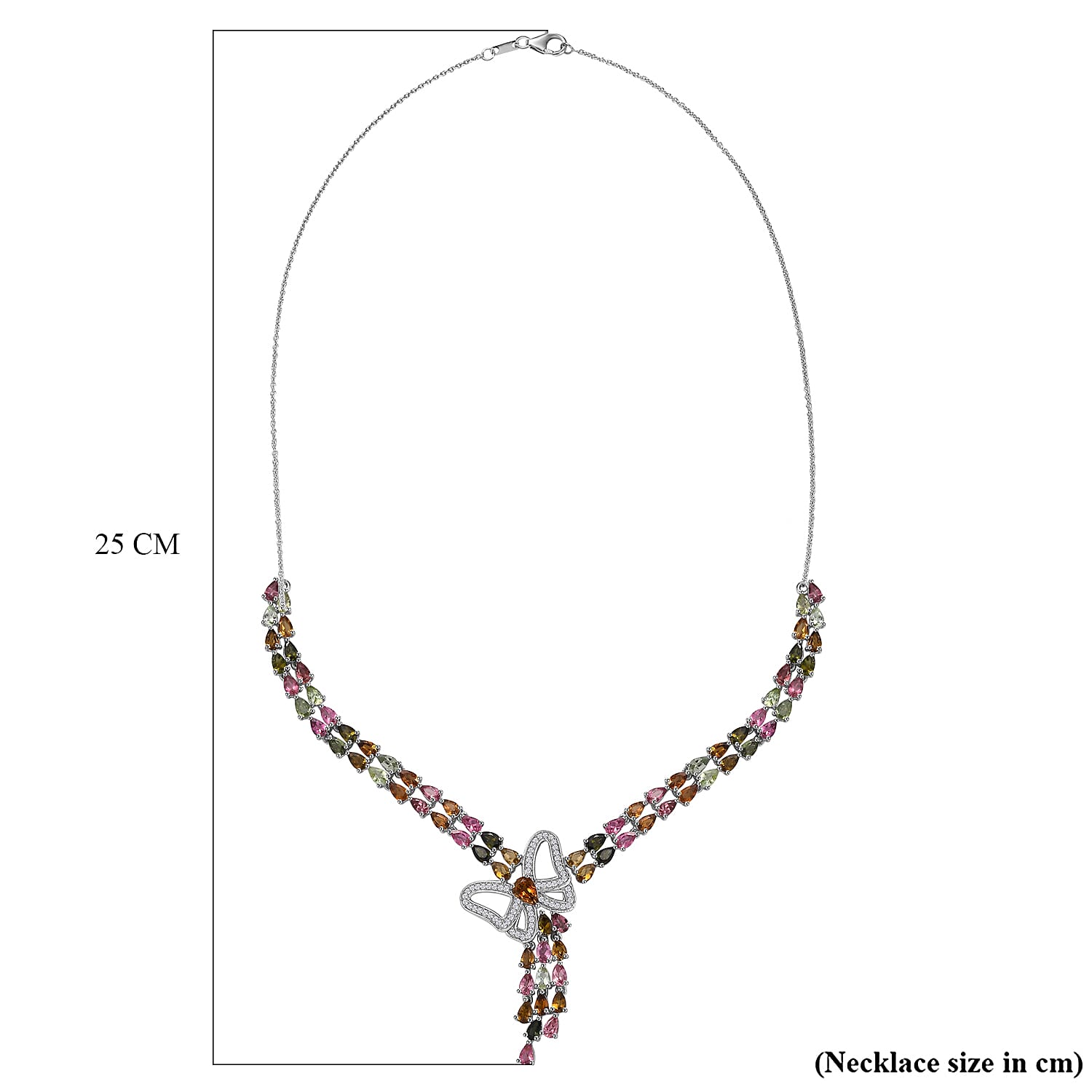 Multi-Tourmaline and Zircon Cluster Necklace (Size - 20) in Rhodium Overlay Sterling Silver 18.00 ct. 7844499 6