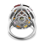 Multi-Tourmaline & Natural Zircon Cluster Ring in Platinum Overlay Sterling Silver 5.66 Ct, Silver Wt. 5.59 Gms