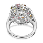 Multi-Tourmaline & White Zircon Cluster Ring in Rhodium Overlay Sterling Silver 2.93 Ct.