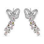 Multi-Tourmaline & White Zircon Butterfly Earring in Rhodium Overlay Sterling Silver 2.86 Ct.