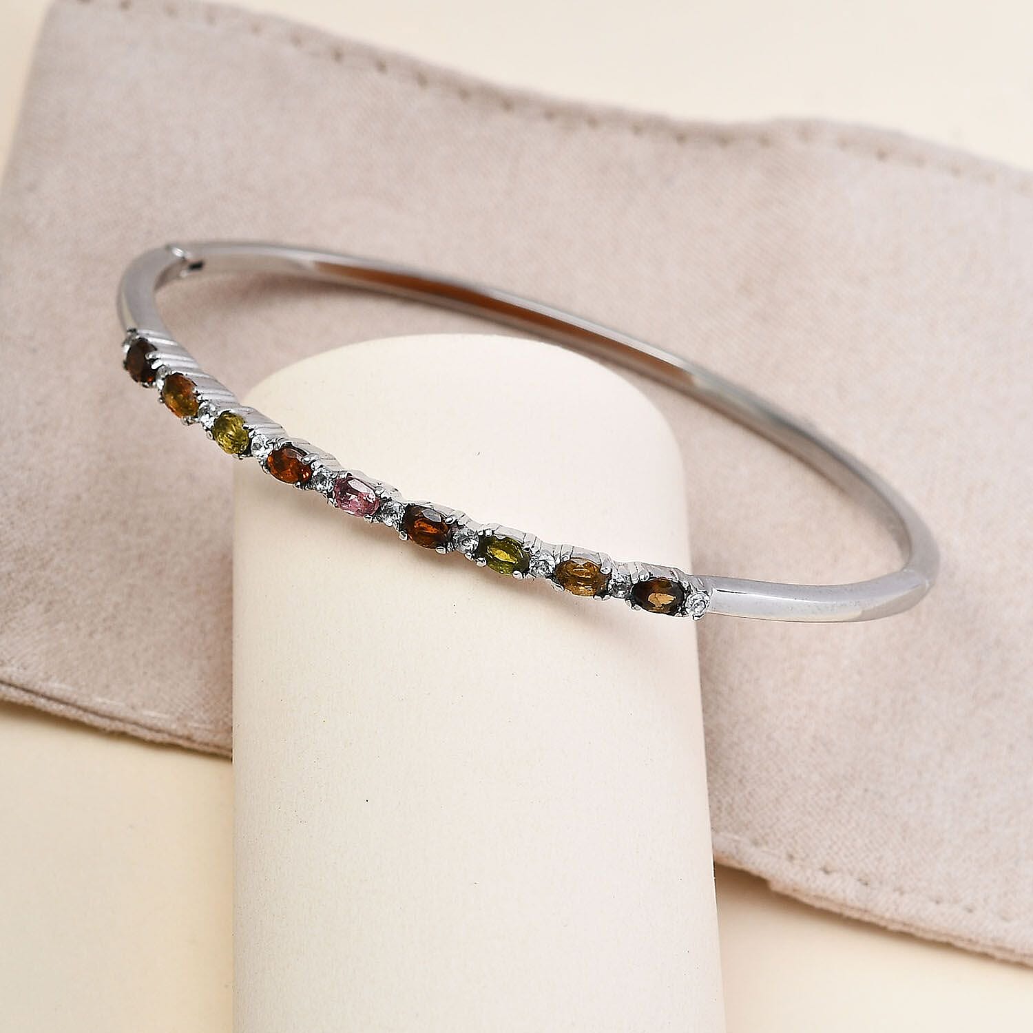 EverTrue Multi-Tourmaline &amp; Natural Zircon Bangle (Size - 7.5) 2.13 Ct. 7545109 8
